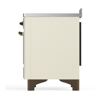 ILVE Majestic III 48" Antique White Induction Range with 6 Elements Solid Door