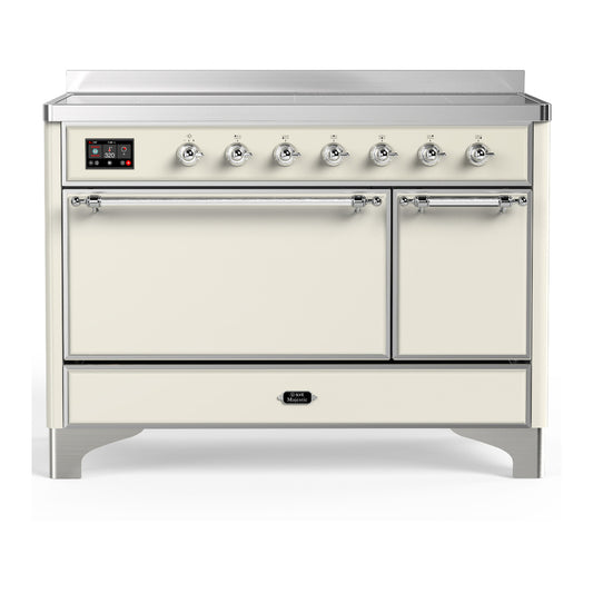 ILVE Majestic III 48" Antique White Induction Range with 6 Elements Solid Door