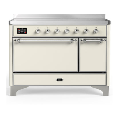 ILVE Majestic III 48" Antique White Induction Range with 6 Elements Solid Door