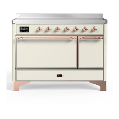 ILVE Majestic III 48" Antique White Induction Range with 6 Elements Solid Door