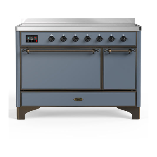 ILVE Majestic III 48" Blue Grey Induction Range with 6 Elements Solid Door