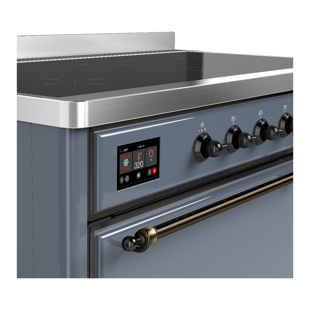 ILVE Majestic III 48" Blue Grey Induction Range with 6 Elements Solid Door