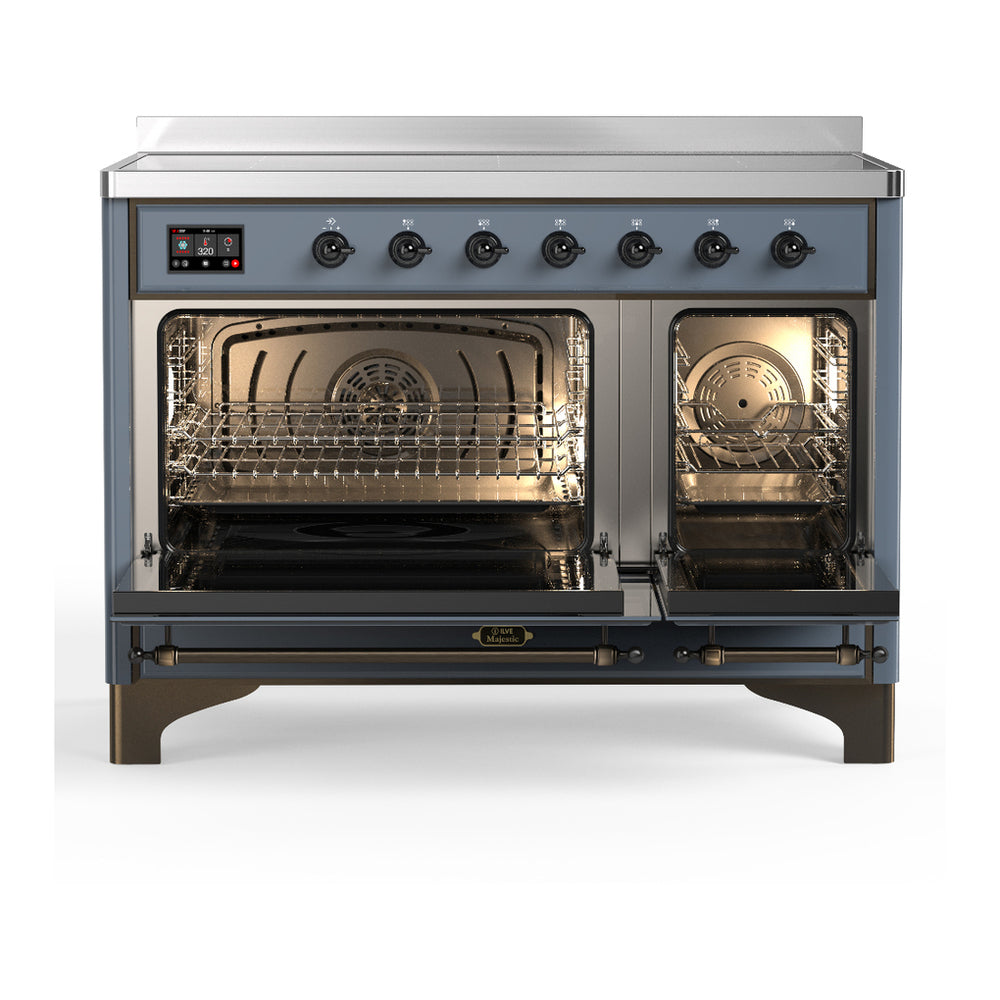 ILVE Majestic III 48" Blue Grey Induction Range with 6 Elements Solid Door