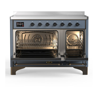 ILVE Majestic III 48" Blue Grey Induction Range with 6 Elements Solid Door