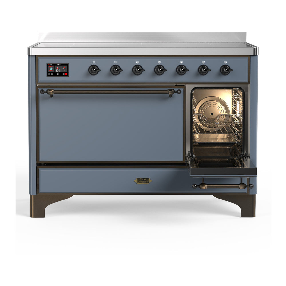ILVE Majestic III 48" Blue Grey Induction Range with 6 Elements Solid Door