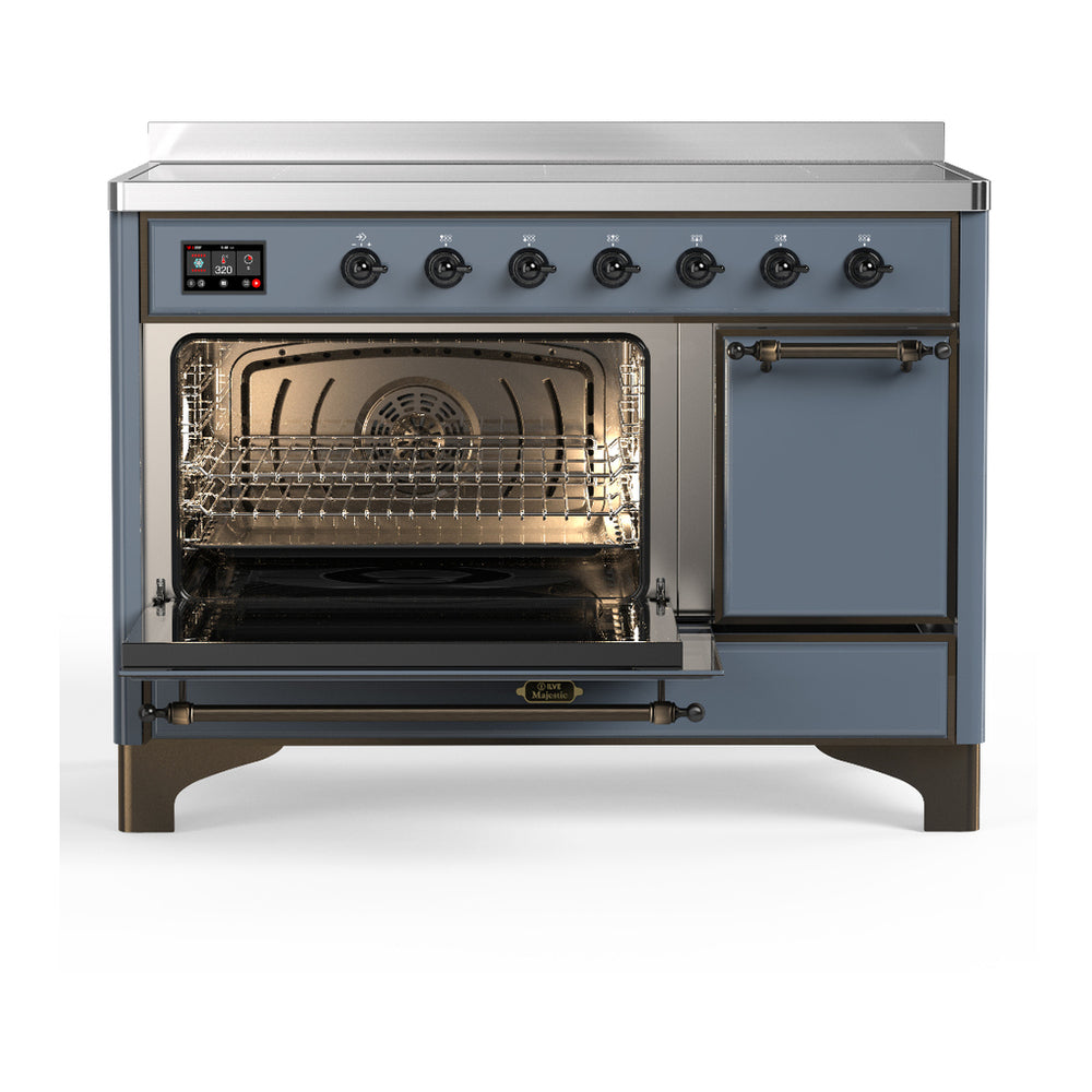 ILVE Majestic III 48" Blue Grey Induction Range with 6 Elements Solid Door