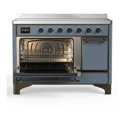 ILVE Majestic III 48" Blue Grey Induction Range with 6 Elements Solid Door