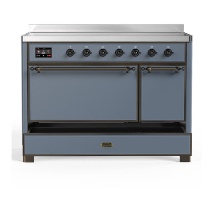 ILVE Majestic III 48" Blue Grey Induction Range with 6 Elements Solid Door