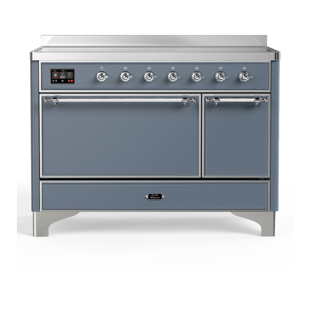 ILVE Majestic III 48" Blue Grey Induction Range with 6 Elements Solid Door