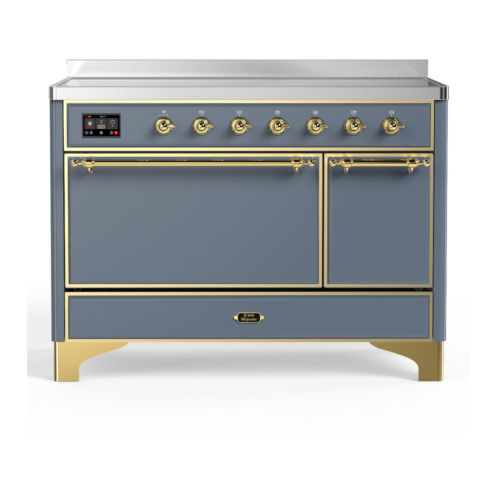 ILVE Majestic III 48" Blue Grey Induction Range with 6 Elements Solid Door