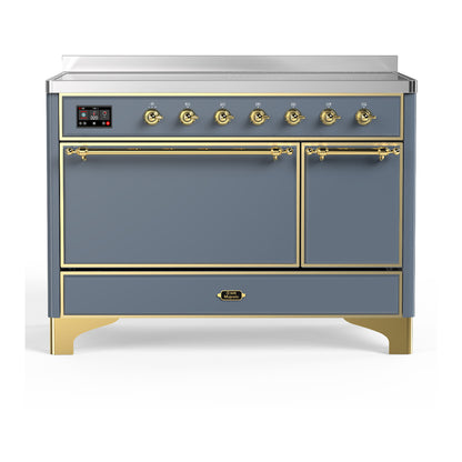 ILVE Majestic III 48" Blue Grey Induction Range with 6 Elements Solid Door