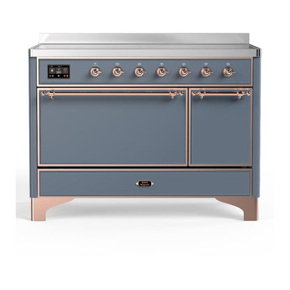 ILVE Majestic III 48" Blue Grey Induction Range with 6 Elements Solid Door