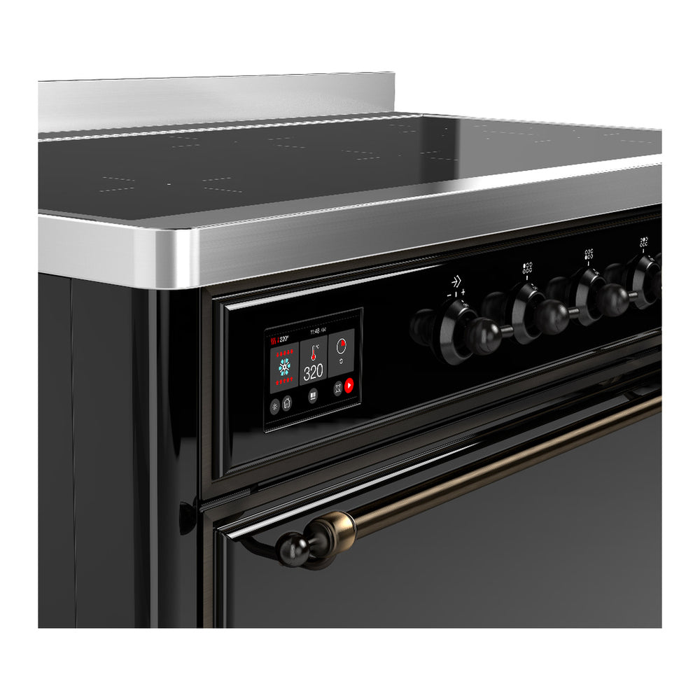 ILVE Majestic III 48" Glossy Black Induction Range with 6 Elements Solid Door