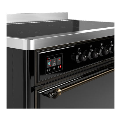 ILVE Majestic III 48" Glossy Black Induction Range with 6 Elements Solid Door