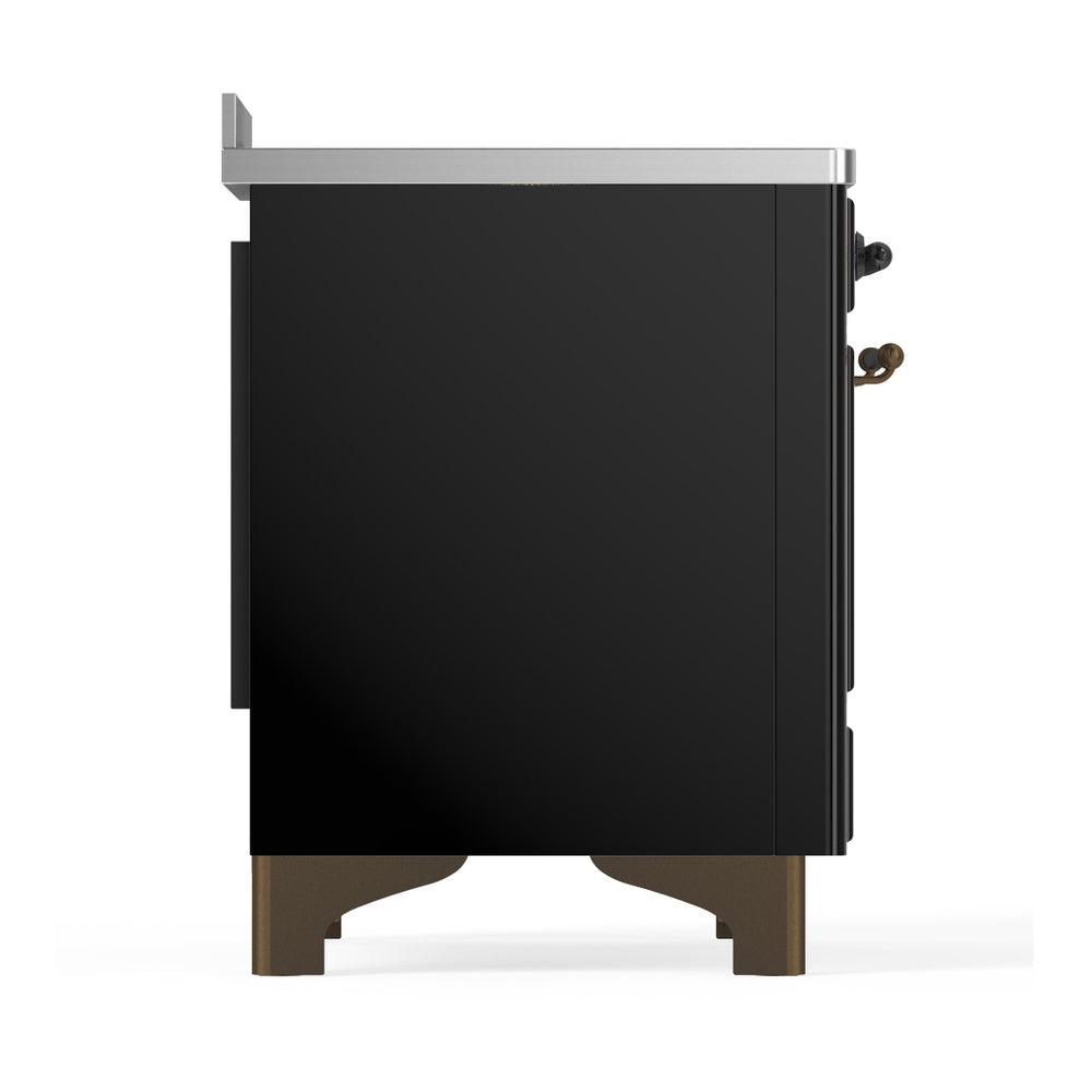 ILVE Majestic III 48" Glossy Black Induction Range with 6 Elements Solid Door