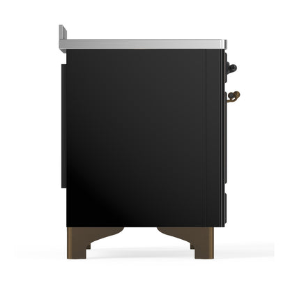 ILVE Majestic III 48" Glossy Black Induction Range with 6 Elements Solid Door