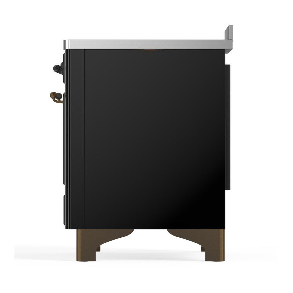 ILVE Majestic III 48" Glossy Black Induction Range with 6 Elements Solid Door