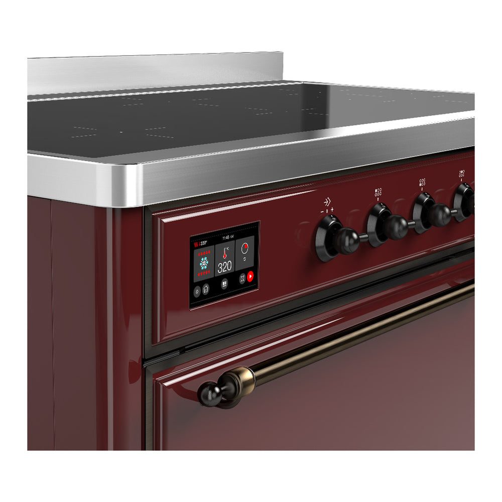 ILVE Majestic III 48" Burgundy Induction Range with 6 Elements Solid Door