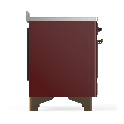 ILVE Majestic III 48" Burgundy Induction Range with 6 Elements Solid Door