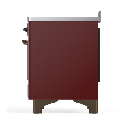 ILVE Majestic III 48" Burgundy Induction Range with 6 Elements Solid Door