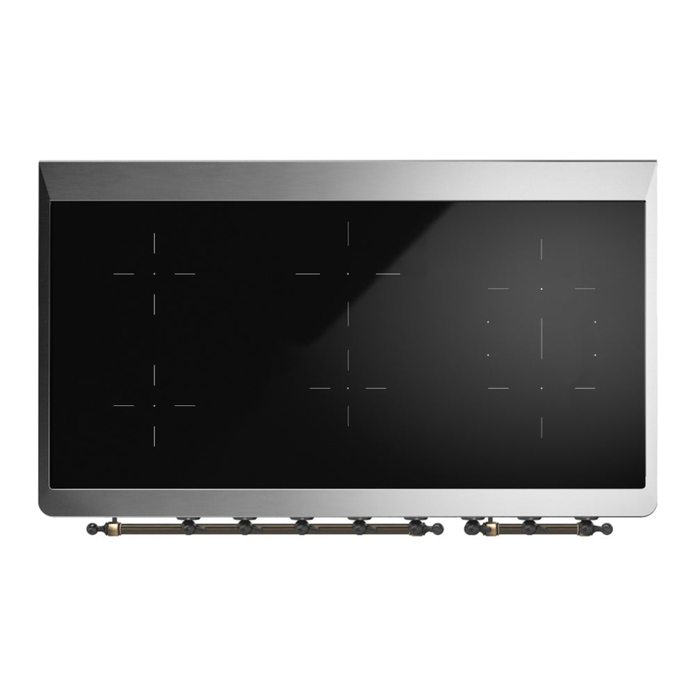 ILVE Majestic III 48" Burgundy Induction Range with 6 Elements Solid Door