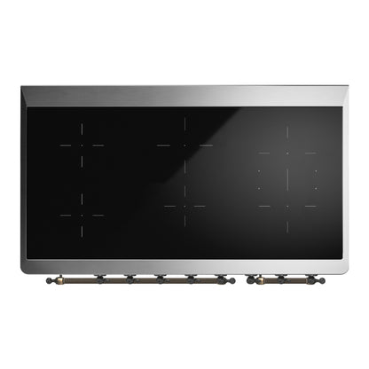 ILVE Majestic III 48" Burgundy Induction Range with 6 Elements Solid Door