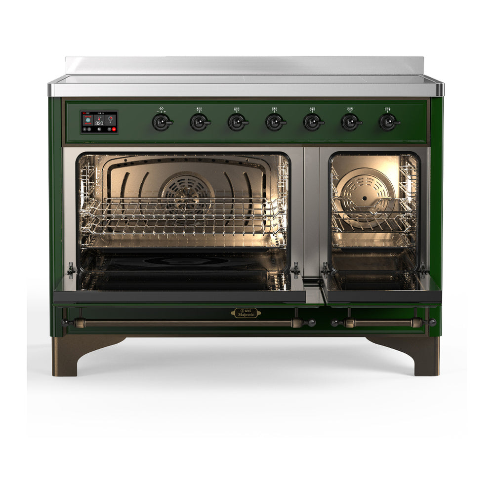 ILVE Majestic III 48" Emerald Green Induction Range with 6 Elements Solid Door