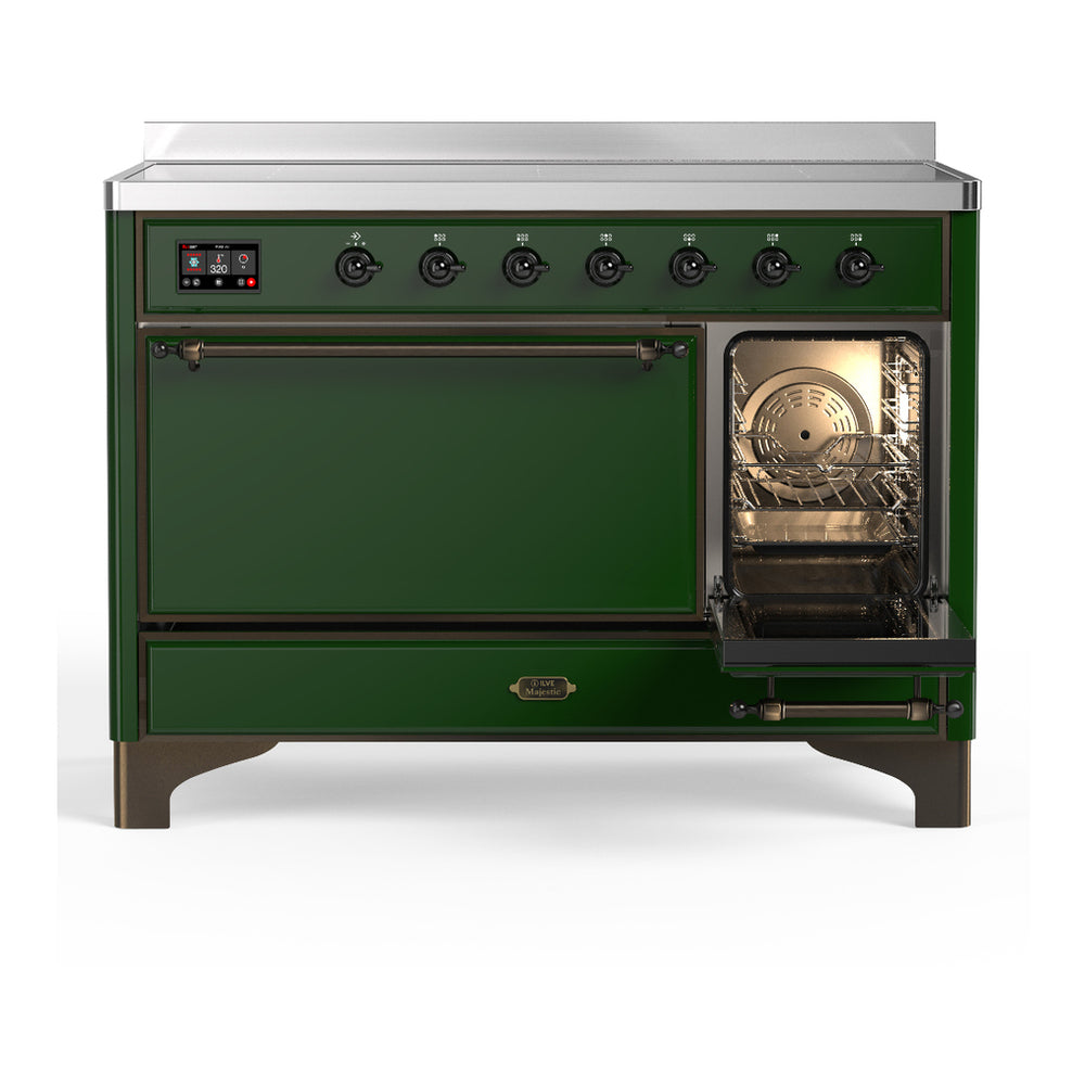 ILVE Majestic III 48" Emerald Green Induction Range with 6 Elements Solid Door