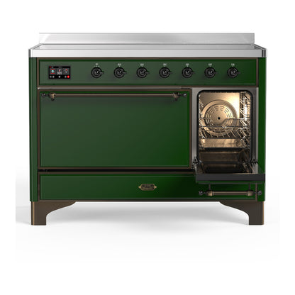 ILVE Majestic III 48" Emerald Green Induction Range with 6 Elements Solid Door