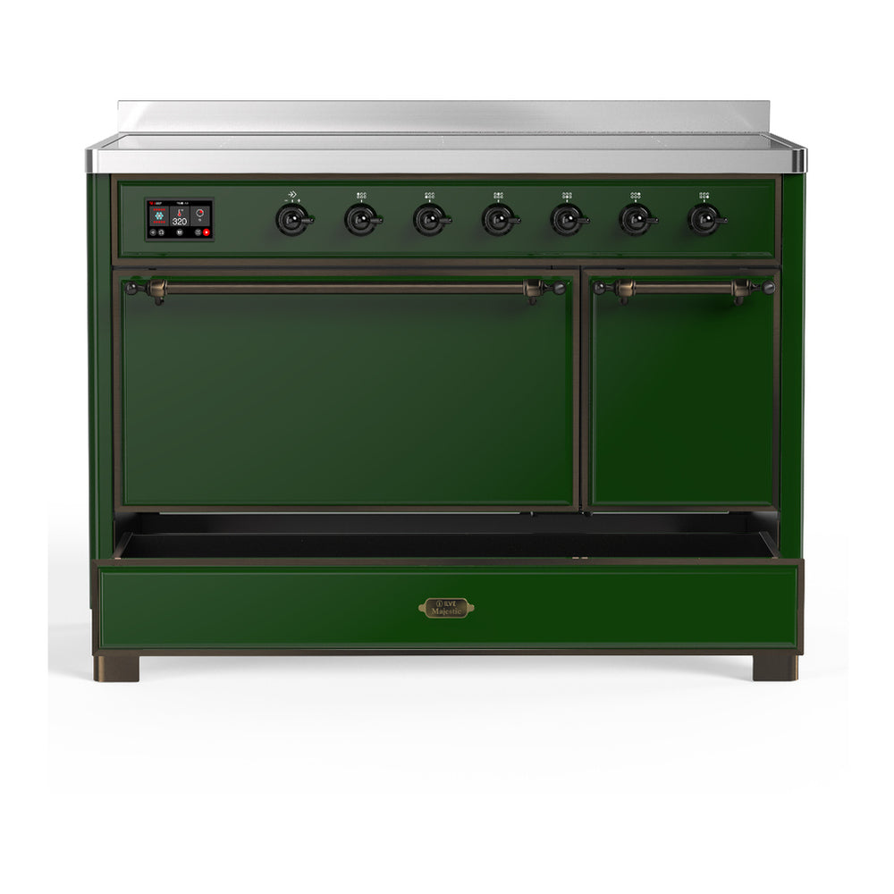 ILVE Majestic III 48" Emerald Green Induction Range with 6 Elements Solid Door