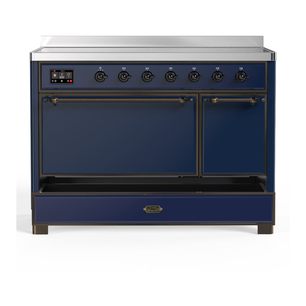 ILVE Majestic III 48" Midnight Blue Induction Range with 6 Elements Solid Door