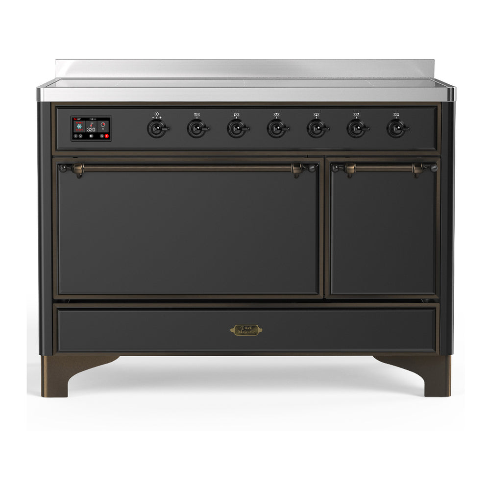ILVE Majestic III 48" Graphite Matte Induction Range with 6 Elements Solid Door