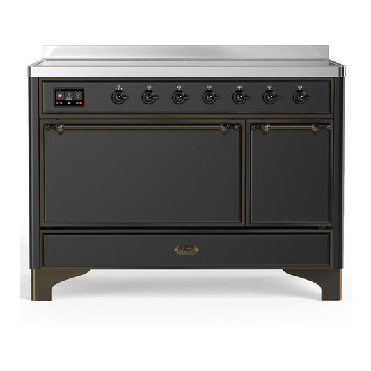 ILVE Majestic III 48" Graphite Matte Induction Range with 6 Elements Solid Door