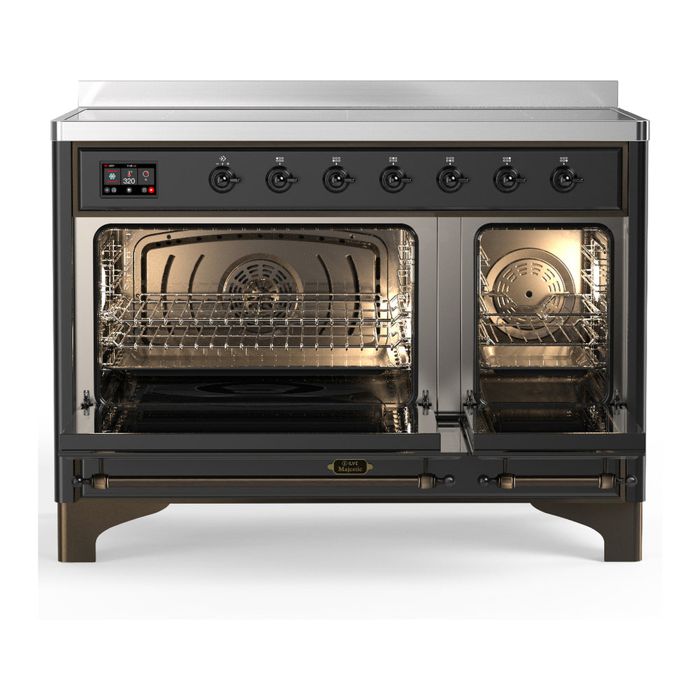 ILVE Majestic III 48" Graphite Matte Induction Range with 6 Elements Solid Door