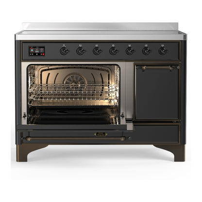 ILVE Majestic III 48" Graphite Matte Induction Range with 6 Elements Solid Door
