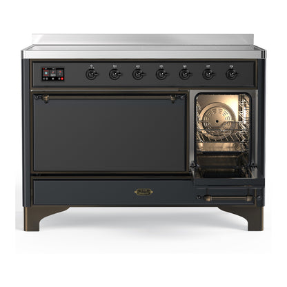 ILVE Majestic III 48" Graphite Matte Induction Range with 6 Elements Solid Door