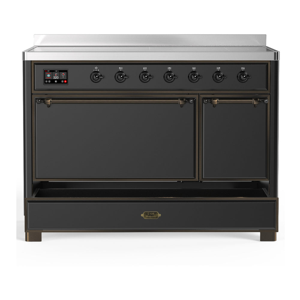 ILVE Majestic III 48" Graphite Matte Induction Range with 6 Elements Solid Door