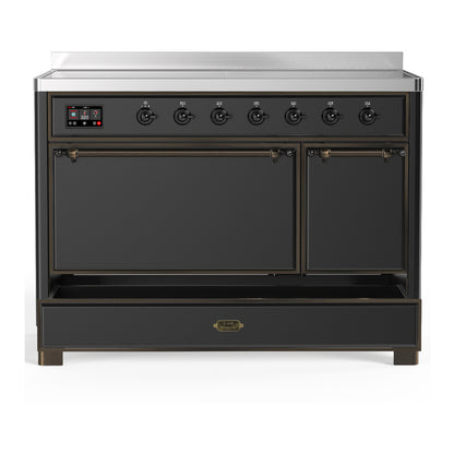 ILVE Majestic III 48" Graphite Matte Induction Range with 6 Elements Solid Door