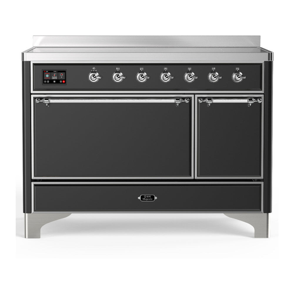 ILVE Majestic III 48" Graphite Matte Induction Range with 6 Elements Solid Door