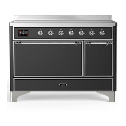 ILVE Majestic III 48" Graphite Matte Induction Range with 6 Elements Solid Door