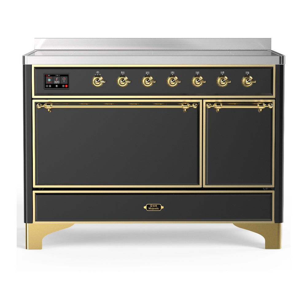 ILVE Majestic III 48" Graphite Matte Induction Range with 6 Elements Solid Door