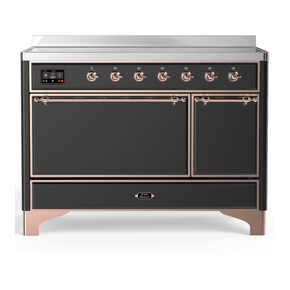 ILVE Majestic III 48" Graphite Matte Induction Range with 6 Elements Solid Door