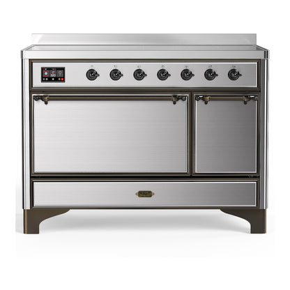 ILVE Majestic III 48" Stainless Steel Induction Range with 6 Elements Solid Door
