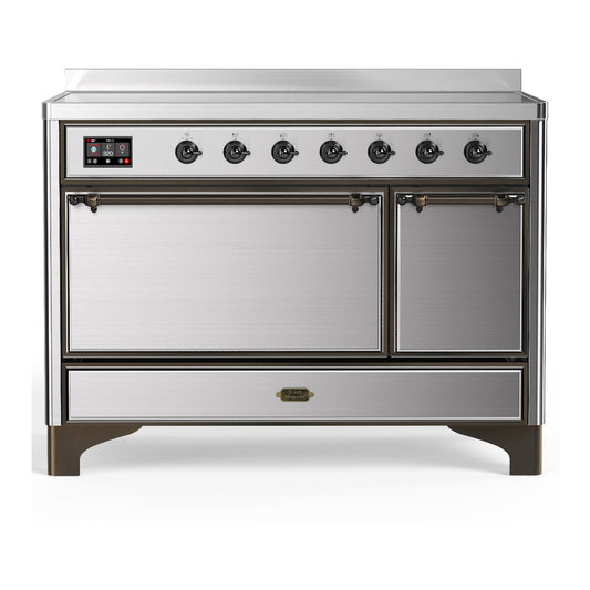 ILVE Majestic III 48" Stainless Steel Induction Range with 6 Elements Solid Door
