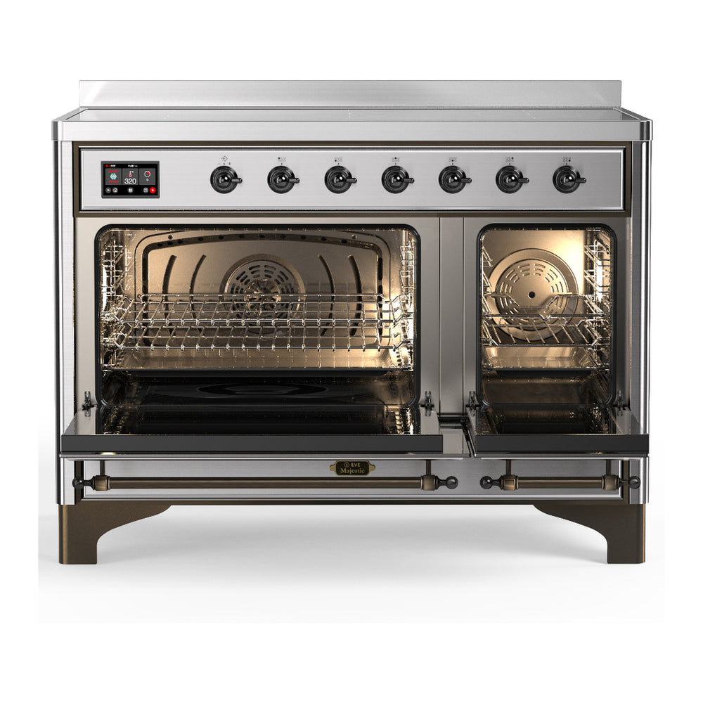 ILVE Majestic III 48" Stainless Steel Induction Range with 6 Elements Solid Door