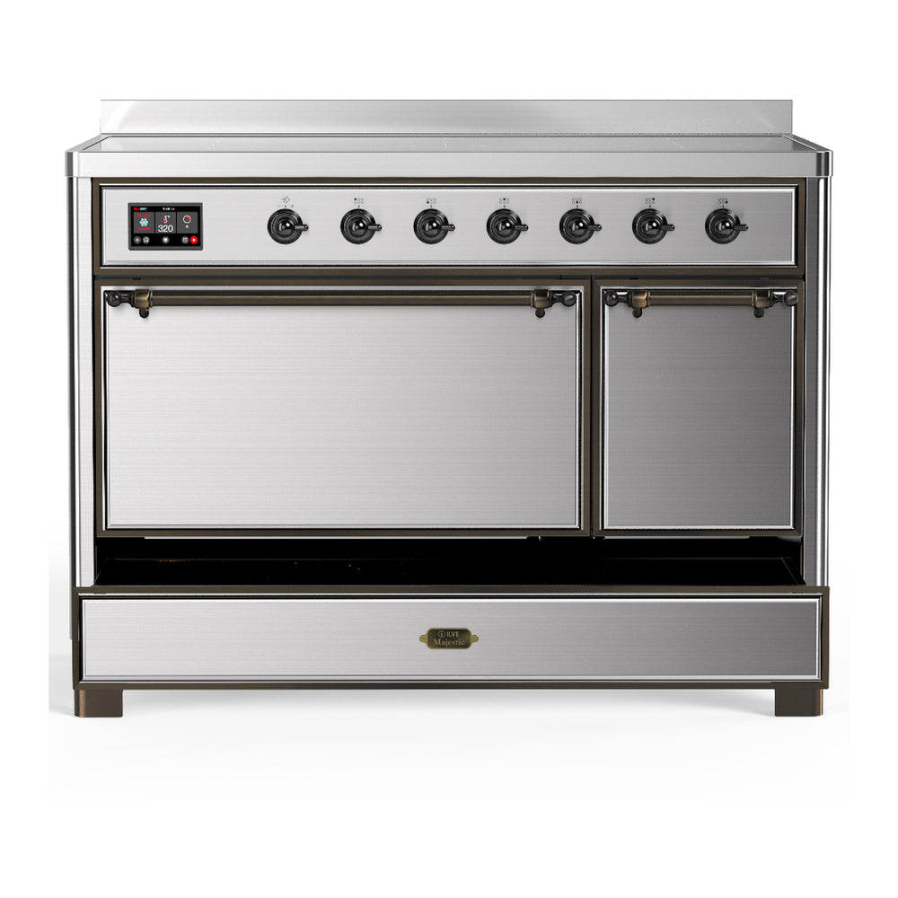 ILVE Majestic III 48" Stainless Steel Induction Range with 6 Elements Solid Door