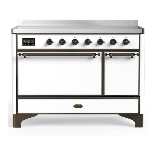 ILVE Majestic III 48" White Induction Range with 6 Elements Solid Door
