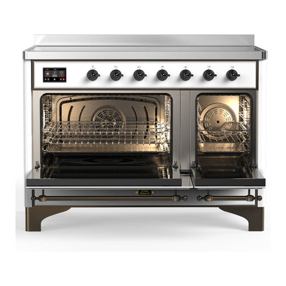 ILVE Majestic III 48" White Induction Range with 6 Elements Solid Door