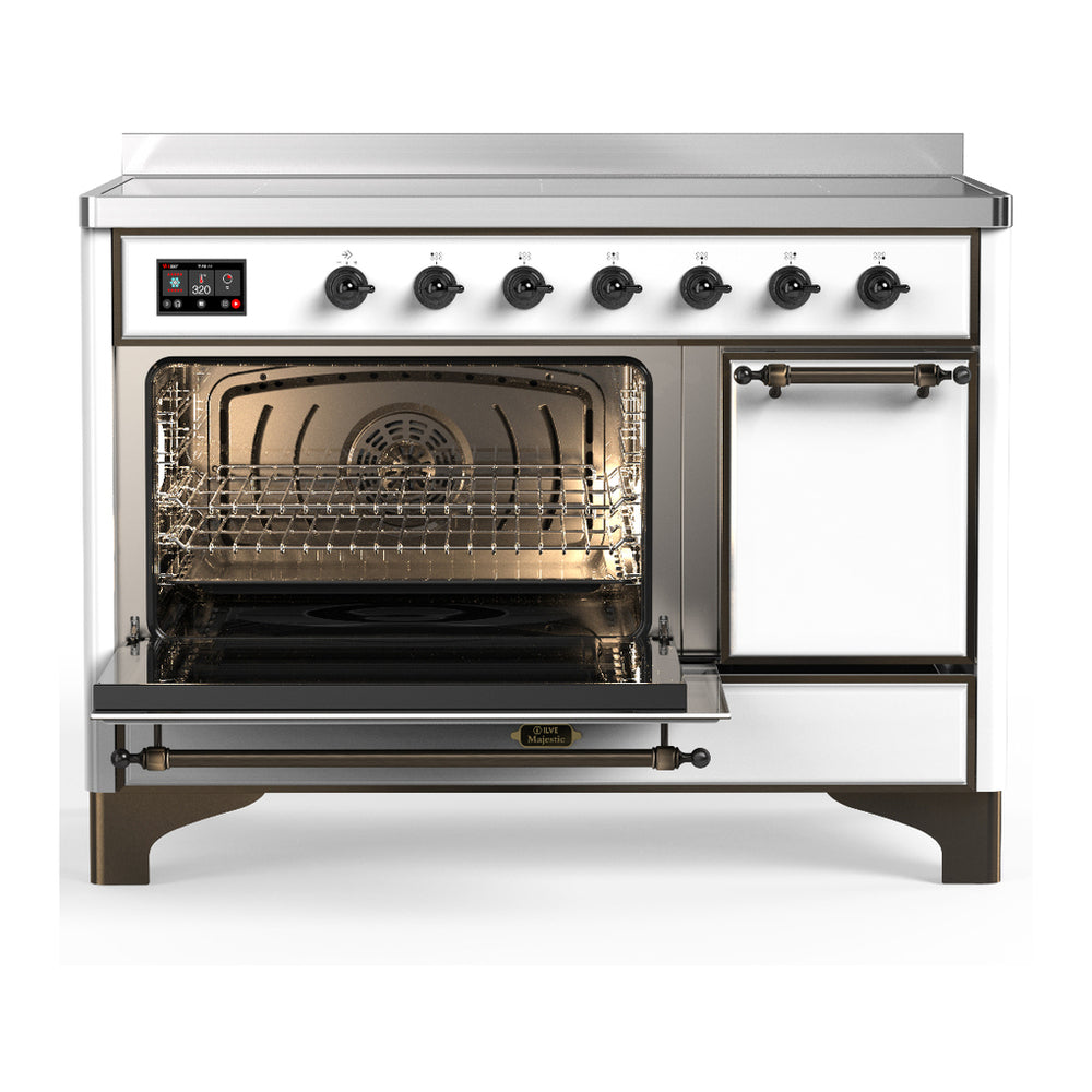 ILVE Majestic III 48" White Induction Range with 6 Elements Solid Door