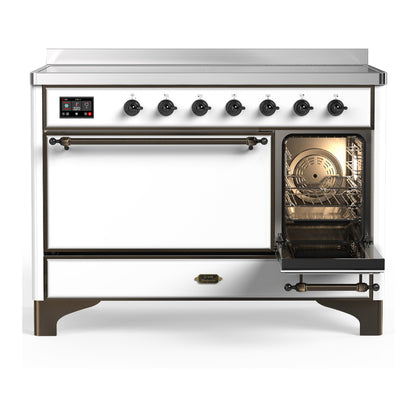 ILVE Majestic III 48" White Induction Range with 6 Elements Solid Door